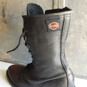 Harley Davidson Vintage Black Leather Moto Boots